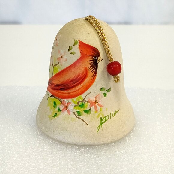 Sandstone Creations Hand-Painted Ceramic Bell Cardinal Design Signed by Anna VTG - Picture 1 of 7